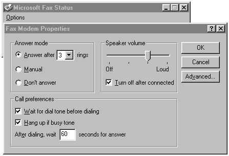 Fax/Modem Properties