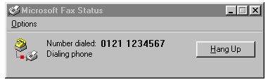Microsoft Fax Status Screen