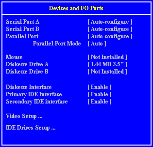 Devices and IO Ports Screen