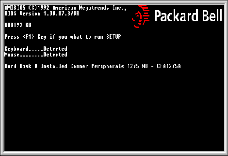 Packard Bell BIOS Screen